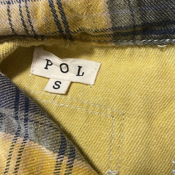 NWOT POL Light Denim Jacket with Contrasting Plaid Collar and Sleeves. Small - Picture 9 of 9